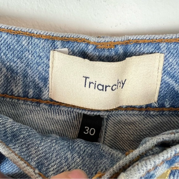 Triarchy Ms. Triarchy Cut-Off Jeans Straight Loose 100% Organic Cotton Size 30 - Picture 9 of 11